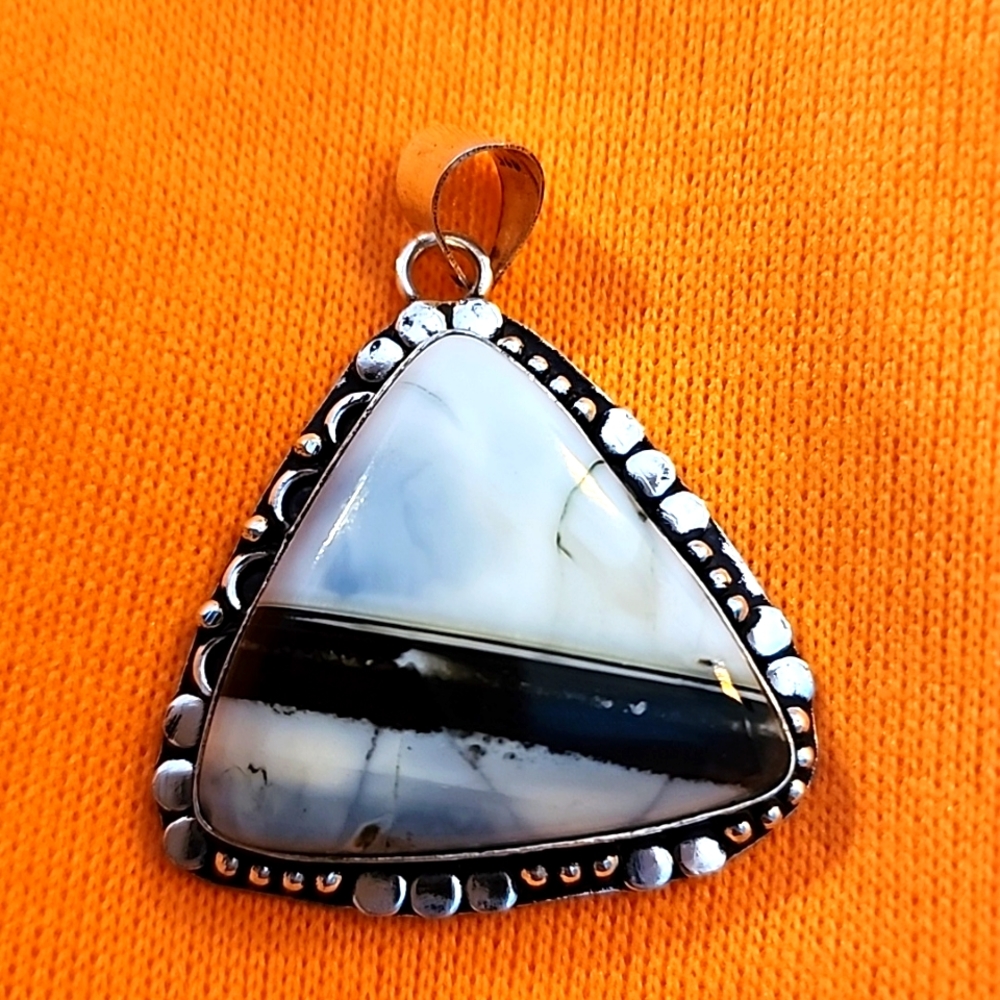 Owyhee blue opal and sterling pendant